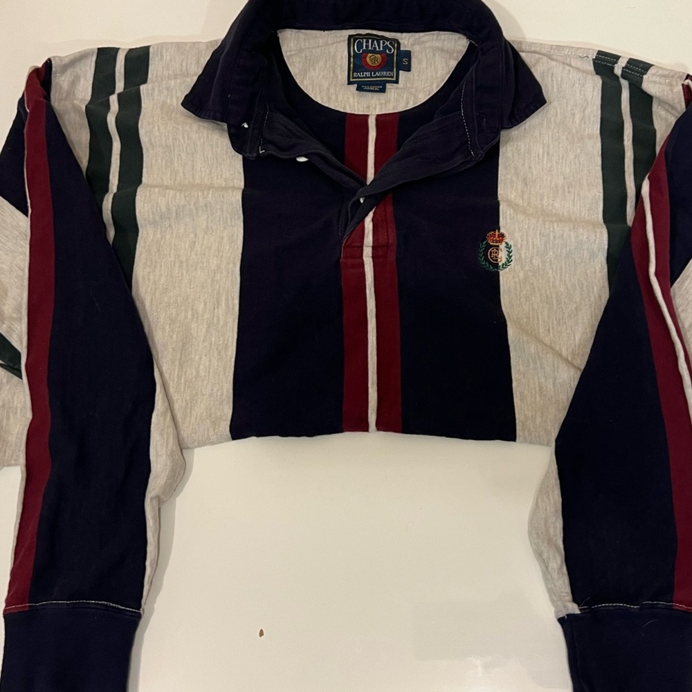 Chaps Striped Rugby Shirt - Cropped